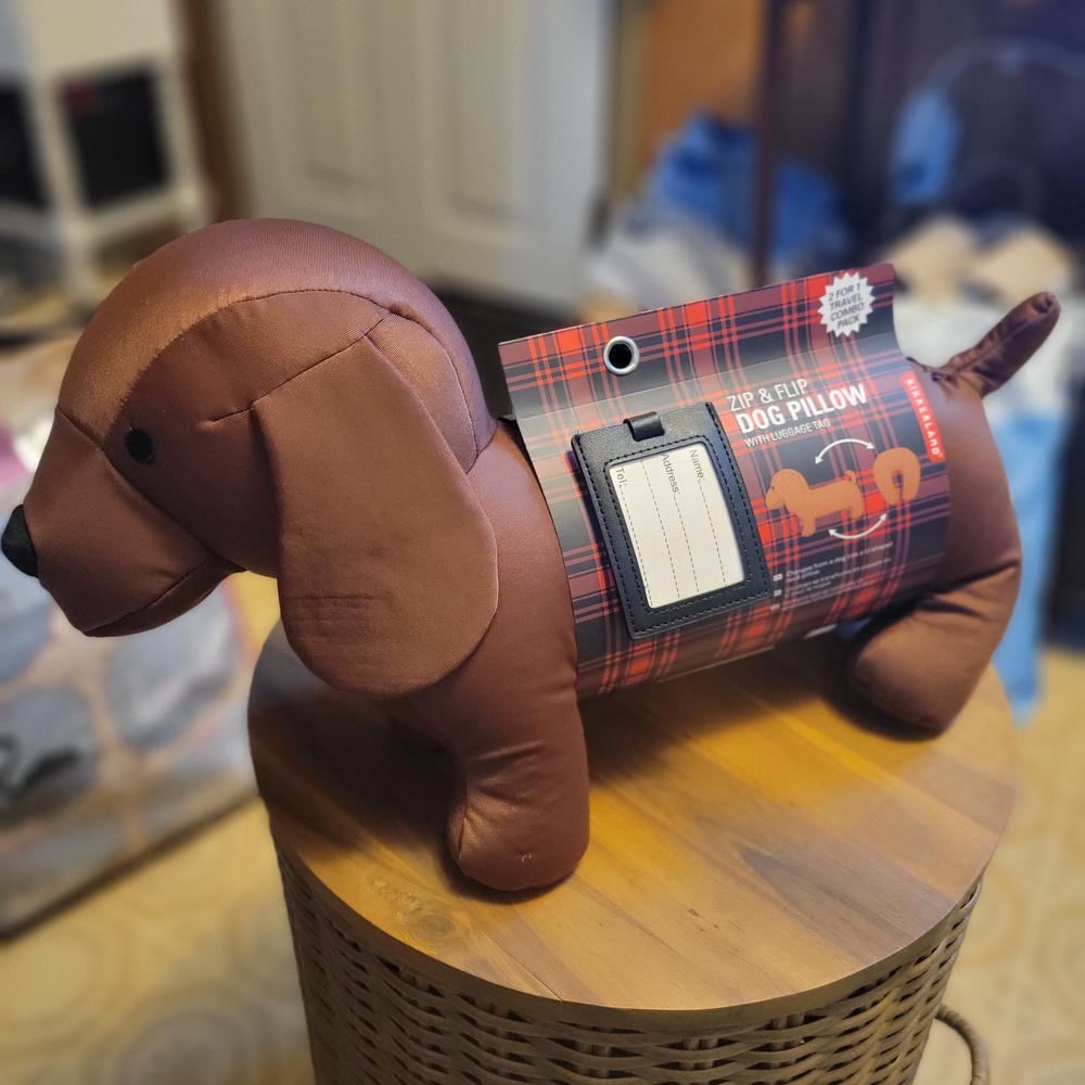 Kikkerland Brown Dachshund Pillow Plush Bedding